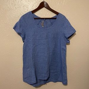 FLAX 100% Linen button back top